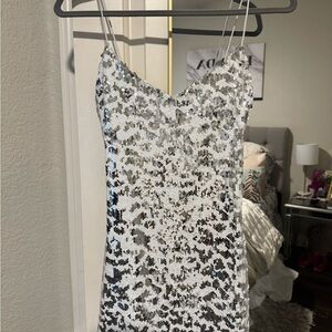Superdown Silver Sequin Mini Dress
